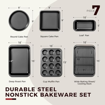 KITESSENSU Nonstick Bakeware Set 7-Piece Kitchen Essential