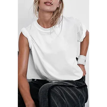 HUGOOME Women's Cozy Oversized Crop Tops for Active Wear