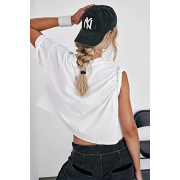 HUGOOME Women's Cozy Oversized Crop Tops for Active Wear