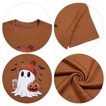 Cute Ghost Halloween Shirt for Women Coffee Lover