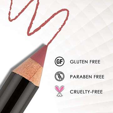 BODYOGRAPHY:Cream Lip Pencil (Heatherberry): Rose Nude Waterproof & Pigment-Rich Salon Makeup w/ Coconut Oil, Vitamin E | Gluten-Free, Cruelty-Free, Paraben-Free