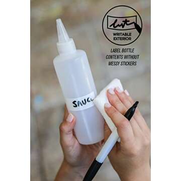 Tovla Plastic Condiment Squeeze Squirt Bottles for Sauces with Leak-Proof Cap (7-pack) with Writable...