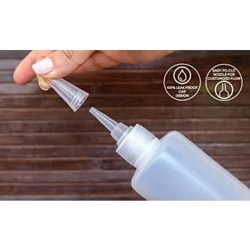 Tovla Plastic Condiment Squeeze Squirt Bottles for Sauces with Leak-Proof Cap (7-pack) with Writable Exterior and Funnel | Ideal for Ketchup, Liquids, Paint, Workshop and Pancake Art (8 oz)