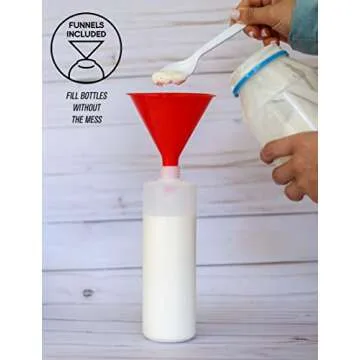 Tovla Plastic Condiment Squeeze Squirt Bottles for Sauces with Leak-Proof Cap (7-pack) with Writable Exterior and Funnel | Ideal for Ketchup, Liquids, Paint, Workshop and Pancake Art (8 oz)