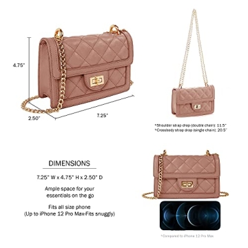 SG SUGU Small Quilted Crossbody Bag, Trendy Designer Shoulder Bag, Phone Wallet Purse for Women (Dark Mauve)