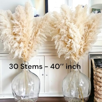 40" Fluffy Pampas Grass Stems – Perfect for Decor