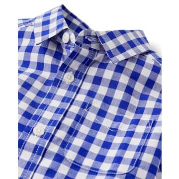 The Children's Place Baby Boys Toddler Poplin Button Down Shirt Renew Blue Plaid 5 Years