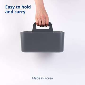 BLUE GINKGO Stackable Organizer Caddy – Korean-Made Portable Tote for Bathroom, Office, Crafts, or School Supplies (Rectangle, Gray)