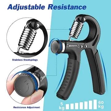 Grip Strength Trainer 1 Pack, Hand Grip Exerciser Strengthener with Adjustable Resistance 11-132 Lbs (5-60kg), Forearm Strengthener, Hand Exerciser for Muscle Building and Injury Recover Black