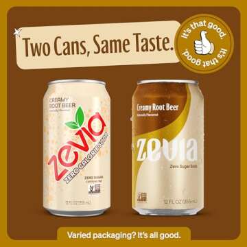 Zevia Creamy Root Beer, Sugar-Free & Vegan Soda 12-Pack