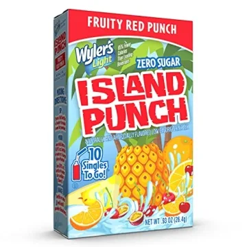 Wyler's Light Island Punch Singles To Go, Water Drink Mix, Fruity Red Punch, 10 Count, Pack Of 12 (120 Single Servings)