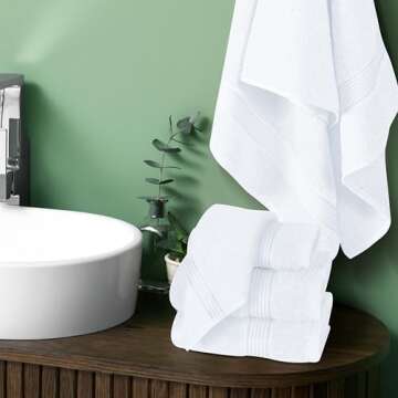 Belizzi Home Ultra Soft 6 Pack Cotton Towel Set, Contains 2 Bath Towels 28x55 inch, 2 Hand Towels 16x24 inch & 2 Wash Coths 12x12 inch, Ideal Everyday use, Compact & Lightweight - White