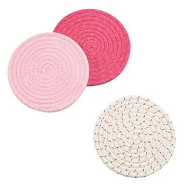 Kitchen Potholders Set 100% Cotton Stylish Coasters Hot Pads