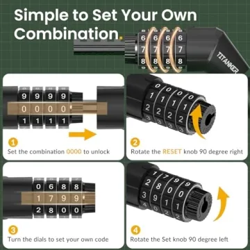 Titanker 4FT Bike Lock Cable with Resettable Combination