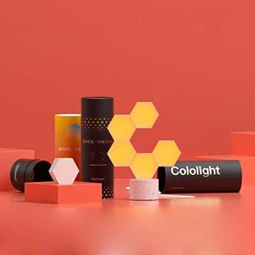 Color Light 6Pcs DIY Smart Lights Creative Geometry Assembly LED Night Light Smart APP Control for Google Home Works with Alexa Google Assistant Voice Control to Switch Light and Change Colors lamp