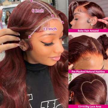 Yumkot 26Inch Reddish Brown Lace Front Wigs Human Hair Pre Plucked 13x6 Body Wave Human Hair Lace Fr...