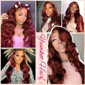 Yumkot 26Inch Reddish Brown Lace Front Wigs Human Hair Pre Plucked 13x6 Body Wave Human Hair Lace Front Wigs 180% Density Colored Wigs Human Hair HD Full Lace Frontal Wigs for Women