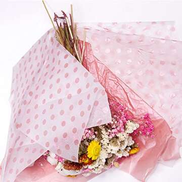 MR FIVE 30 Sheets 20 x 28 Inch Metallic Pink Tissue Paper Bulk,Gift Wrapping Tissue Paper Pink Tissu...
