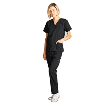 Dagacci Unisex Scrub Set - Black Medium Short Sleeve