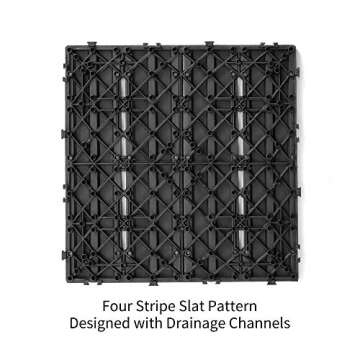 PANDAHOME 22 PCS Wood Plastic Composite Patio Deck Tiles, 12”x12” Coextrusion Pattern Interlocking Decking Tiles, Water Resistant for Indoor & Outdoor, 22 sq. ft - Westminster Grey 3D