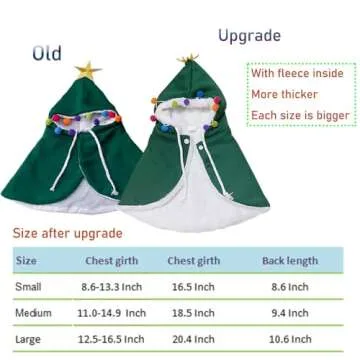 ANIAC Pet Dog Christmas Costume Puppy Cloak with Star and Pompoms Cat Santa Cape with Hat Winter Dog Outfit for Cats and Small Dog (Medium, Green)