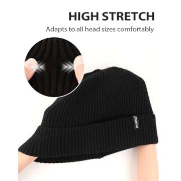 Zylioo XXL Knit Beanie Cap for Big Heads, Cuffed Beanies
