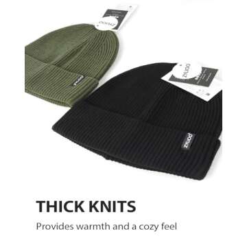 Zylioo XXL Knit Beanie Cap for Big Heads, Cuffed Beanies