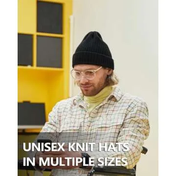 Zylioo XXL Knit Beanie Cap for Big Heads, Cuffed Beanies