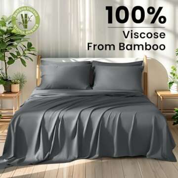 Shilucheng 100% Viscose Derived from Bamboo_ Sheets King Size 6pcs - Ultra Cooling & Silky Soft Bed ...