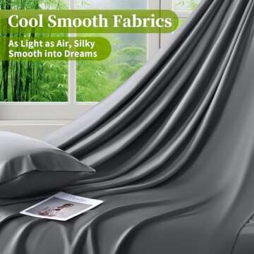 Shilucheng 100% Viscose Derived from Bamboo_ Sheets King Size 6pcs - Ultra Cooling & Silky Soft Bed Sheets, 16" Deep Pocket, Perfect for Hot Sleepers, Hotel Bedding Sheets (Dark Grey)