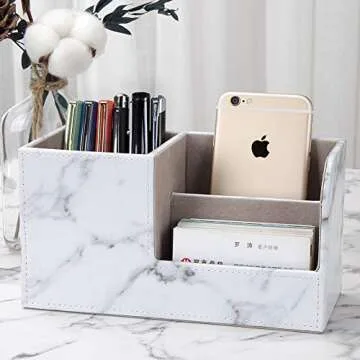 KINGFOM Desk Organizer Multifunctional PU Leather Caddy