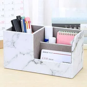 KINGFOM Desk Organizer Multifunctional PU Leather Caddy