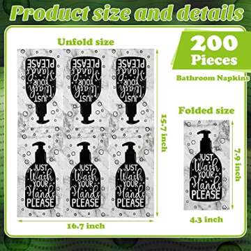 Bathroom Disposable Napkins Bathroom Guest Paper Hand Towels Bathroom Guest Paper Towels Just Wash Your Hands Please Bathroom Napkins for Powder Room Wedding Holiday (200, Black Marble)