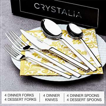 Elegant Crystalia 20-Piece Silverware Set for Timeless Dining