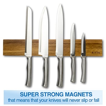 Stylish Magnetic Knife Holder for Kitchen – 16 Inch Wood Strip