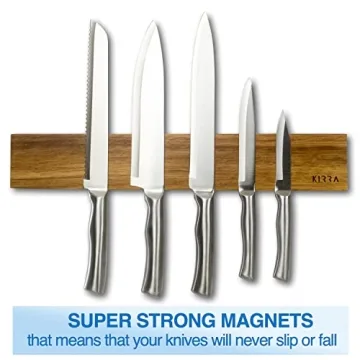 Stylish Magnetic Knife Holder for Kitchen – 16 Inch Wood Strip