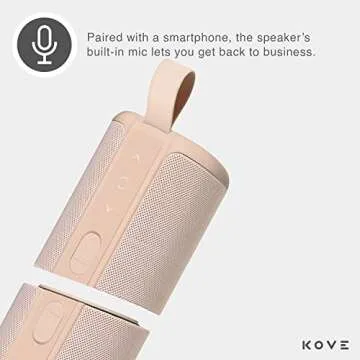 KOVE Commuter 2 Portable Speaker - Terracotta Speakers, Wireless with HD Louder Volume, Deep Bass Subwoofer, Microphone, IPX7 Water Resistant - Perfect Boom Box for Home, Outdoor or Travel