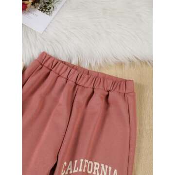 SOLY HUX Girl's Letter Print Drop Shoulder Hoodie Sweatshirt and Jogger Sweatpants 2 Piece Outfit