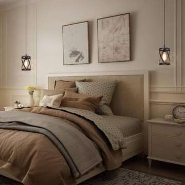 LOG BARN Farmhouse Cage Pendant Light Fixtures, Rustic Industrial Hanging Pendant Lighting with Brushed Finish for Kitchen Island, Foyer, Hallway, Bedroom and Entryway