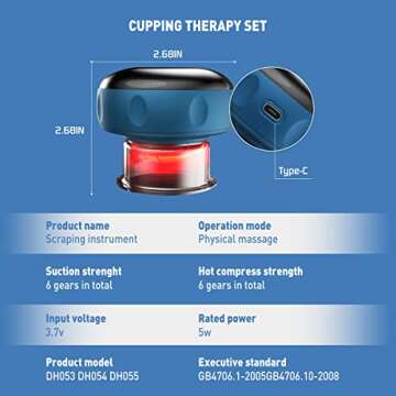 Smart Dynamic Cupping Therapy Set,Cellulite Massager 3 in 1 Vacuum Therapy Machine Cellulite Remover,Gua Sha Massage Tool with12 Level Temperature and Suction manual-back-massagers