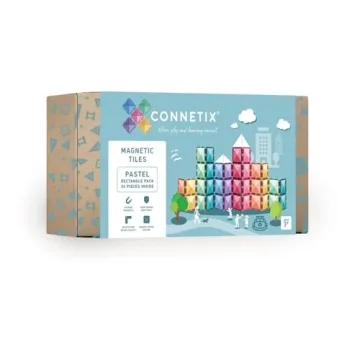 Connetix Pastel Rectangle Pack - 24 High-Quality Tiles for Creative Play