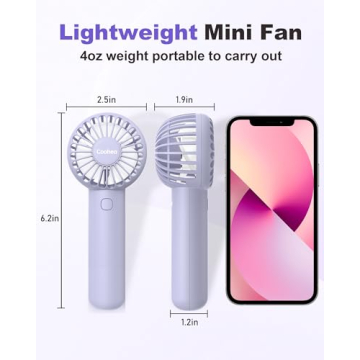 Coohea Mini Portable Fan Rechargeable Battery with 3 Speeds