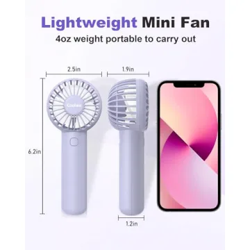 Coohea Mini Portable Fan Rechargeable Battery with 3 Speeds