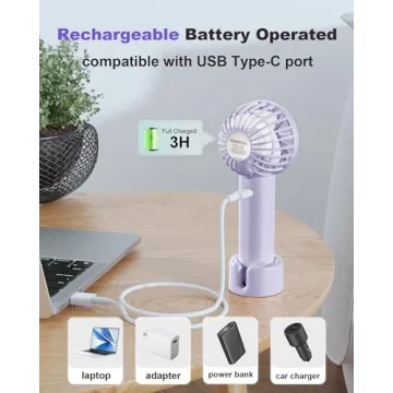 Coohea Mini Portable Fan Rechargeable Battery with 3 Speeds