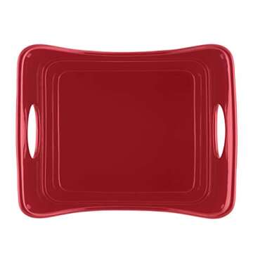 Rachael Ray Solid Glaze Ceramics Bakeware / Lasagna Pan / Baker, Rectangle - 9 Inch x 12 Inch, Red