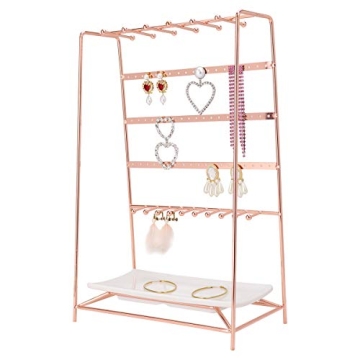 MORIGEM Jewelry Stand Holder Organizer with Tray, Jewelry Hanger Display Storage for Necklace Bracel...