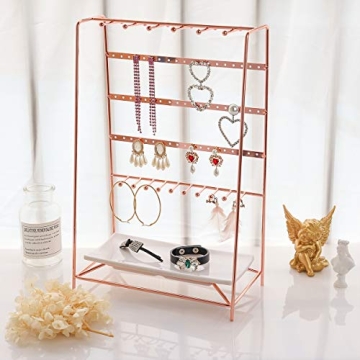 MORIGEM Rose Gold Jewelry Organizer for Necklaces and Earrings
