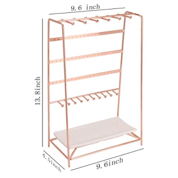 MORIGEM Rose Gold Jewelry Organizer for Necklaces and Earrings