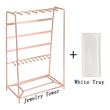 MORIGEM Rose Gold Jewelry Organizer for Necklaces and Earrings