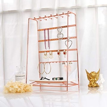 MORIGEM Rose Gold Jewelry Organizer for Necklaces and Earrings